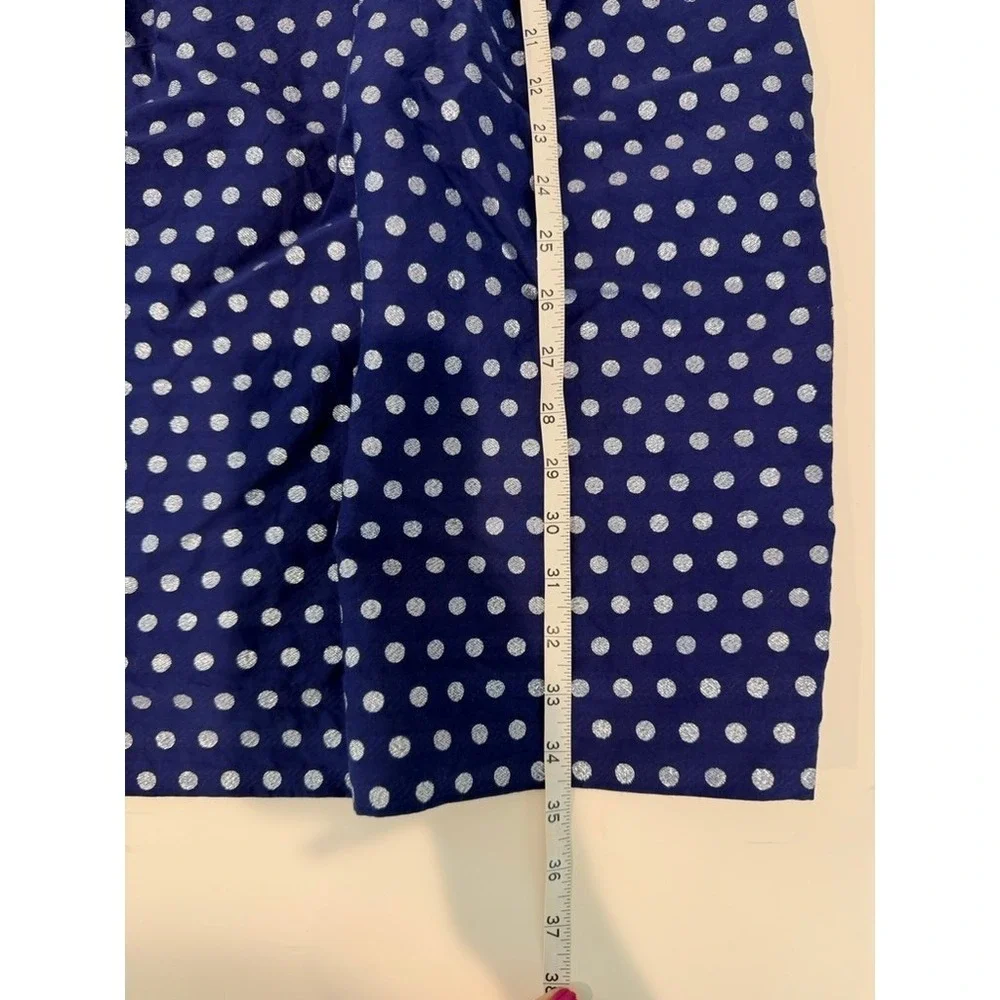 J.Crew Navy Blue & Silver Shimmer Polka Dot Sleeveless Cocktail Dress Size 8